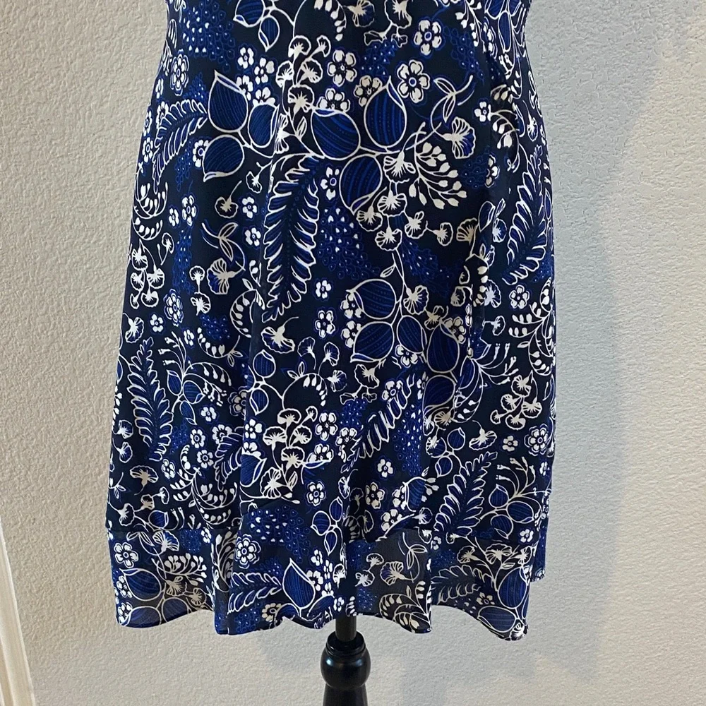 J. Crew Floral V-Neck Blue‎ Dress